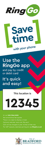 Example of a RingGo location sticker, showing the location is 12345