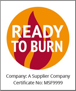 "Ready to Burn logo. Company: A Supplier Company. Certificate No: MSF9999.