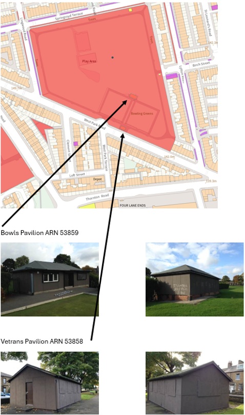 A map showing the location of the two buildings in West Park, and some photos of the buildings.