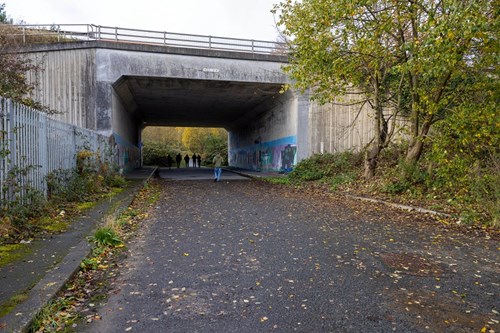 The access road at the end of Royd Ings Avenue, Keighley.