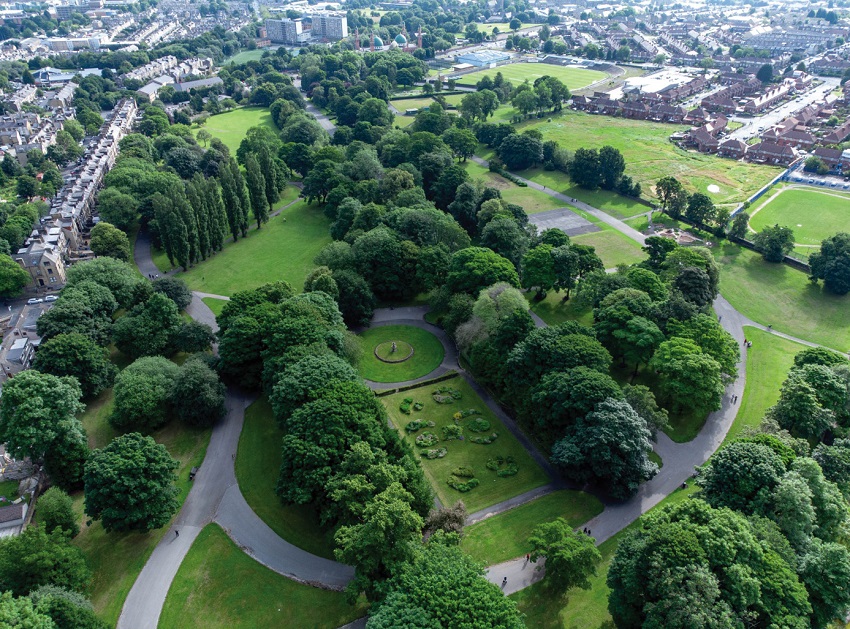 Aerial view of Horton Park. Photo: Bradford University