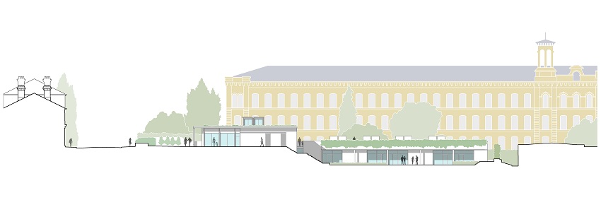 Artist's impression of the front of The Community, Arts, Heritage and Future Technology Hub