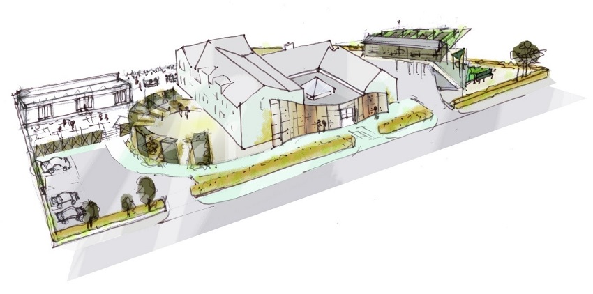 Architect's drawing of the Health Wellbeing and Community Campus.