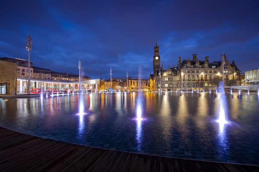 City Park and the mirror pool at night.