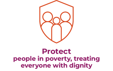Protect people in poverty, treating everyone with dignity.