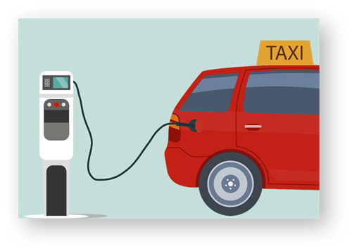 An electric taxi being charged.
