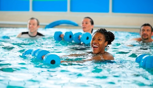 People attending an Aqua Blast class.