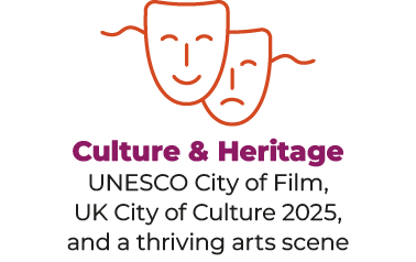 Culture and heritage: UNESCO City of Film, UK City of Culture 2025, and a thriving arts scene